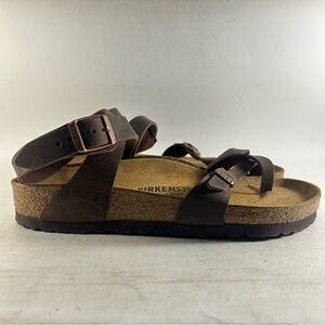 NEW Birkenstock Yara Women’s Oiled Leather Buckle Sandals Brown Size EU 39 US 8